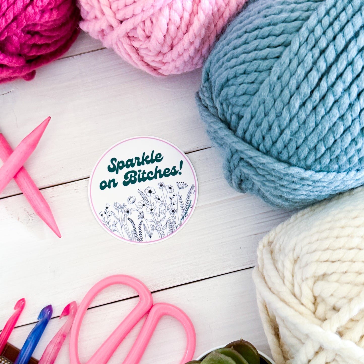 Sparkle on B!tches Flowers Premium Vinyl Sticker, Sassy Twisty Humour, Boundary Setting Funny