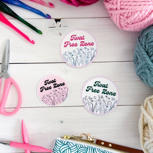 Tw@t Free Zone Premium Vinyl Sticker, Crochet Funny, Crocheting Gift, Sassy Knitter Crocheter Humour