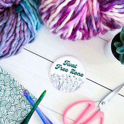 Tw@t Free Zone Premium Vinyl Sticker, Crochet Funny, Crocheting Gift, Sassy Knitter Crocheter Humour