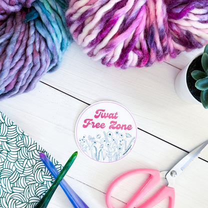 Tw@t Free Zone Premium Vinyl Sticker, Crochet Funny, Crocheting Gift, Sassy Knitter Crocheter Humour