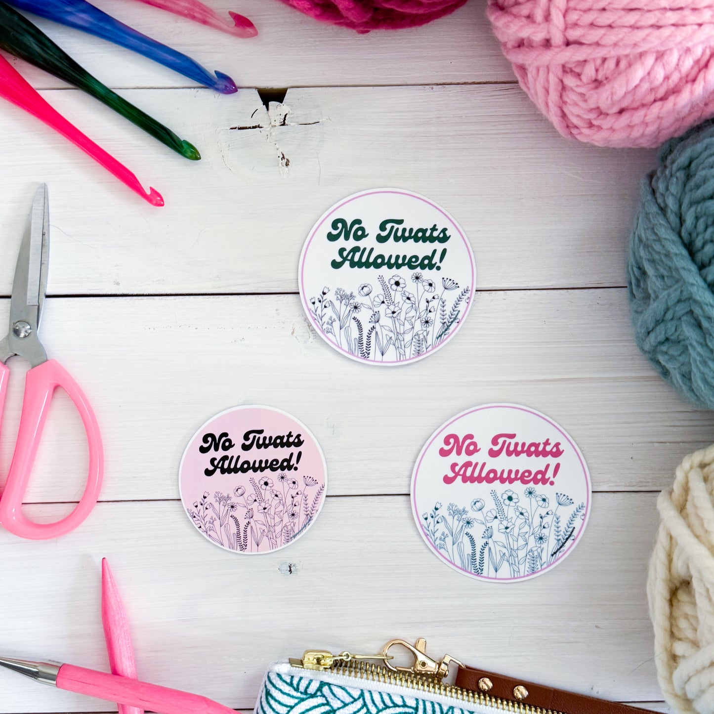 No Tw@ts Allowed, Flowers Premium Vinyl Sticker, Sassy Twisty Humour, Boundary Setting Funny