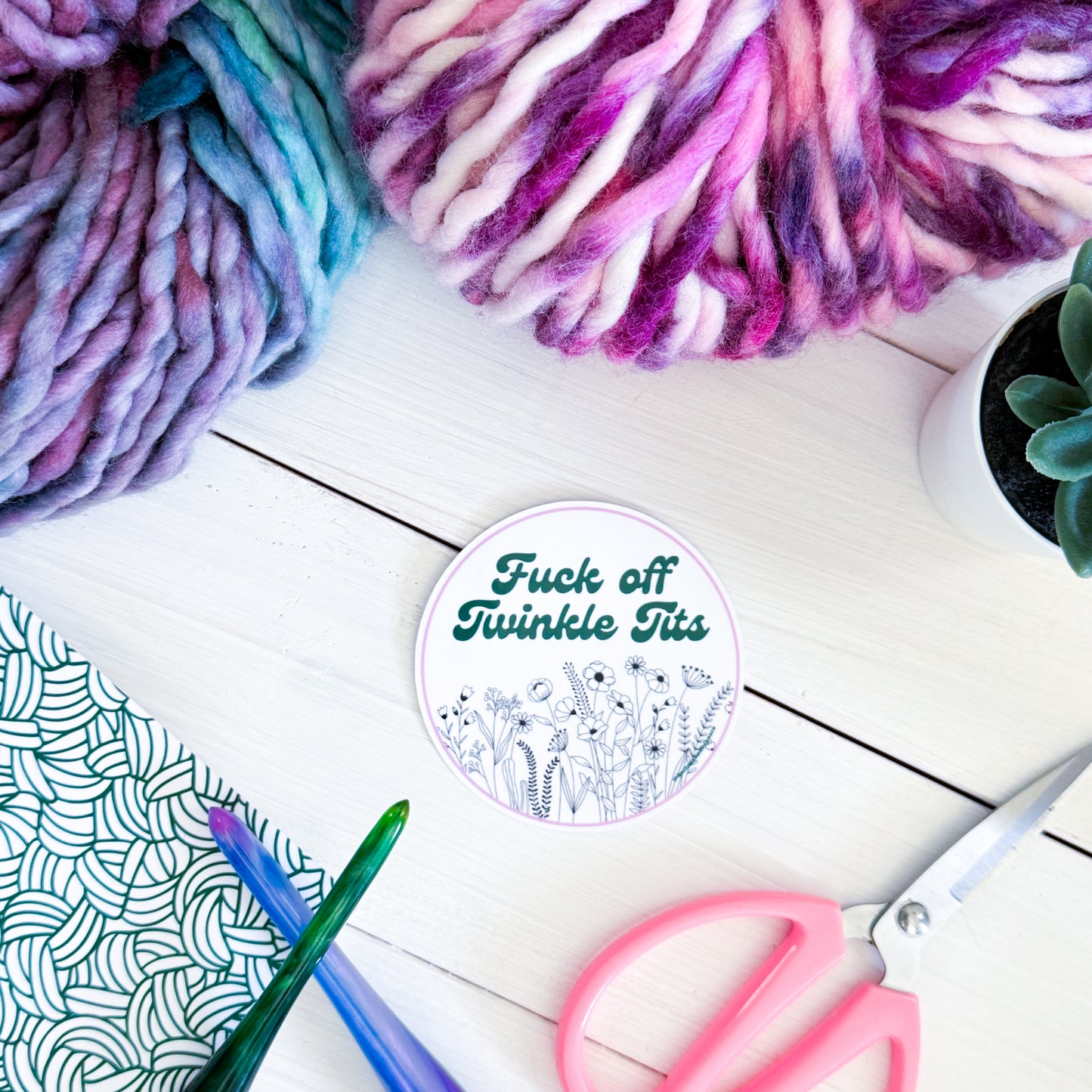 F off Twinkle T!ts Premium Vinyl Sticker, Crochet Funny, Crocheting Gift, Sassy Knitter Crocheter Humour