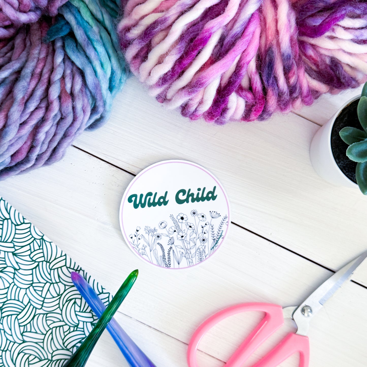 Wild Child Flowers Premium Vinyl Sticker, Sassy Twisty Humour, Boundary Setting Funny
