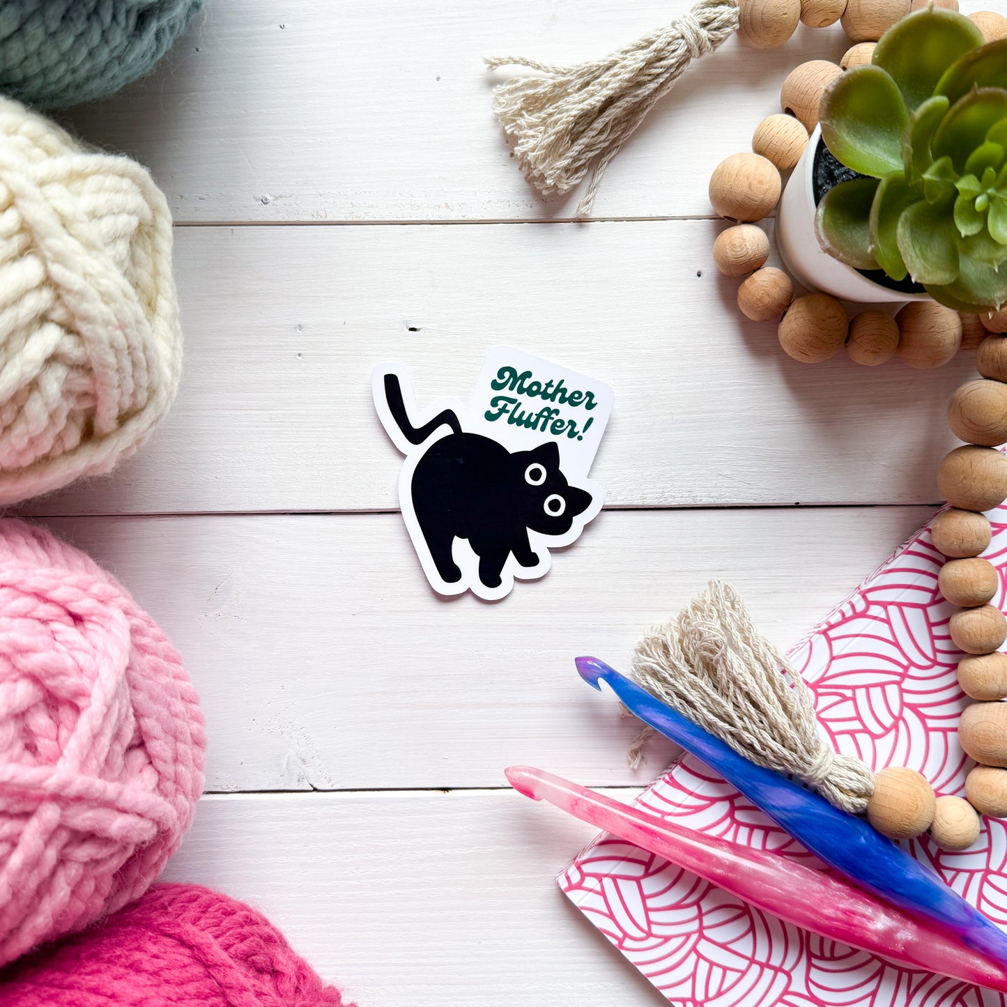 Mother Fluffer! Sassy Pets Premium Vinyl Sticker, Punny animal Lover Gift, Sassy Humour