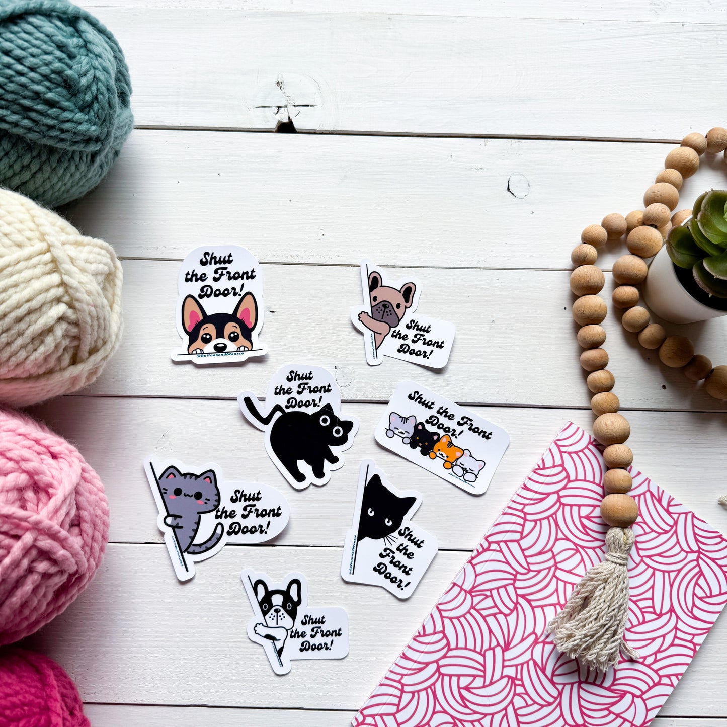 Shut the Front Door! Sassy Pets Premium Vinyl Sticker, Punny animal Lover Gift, Sassy Humour