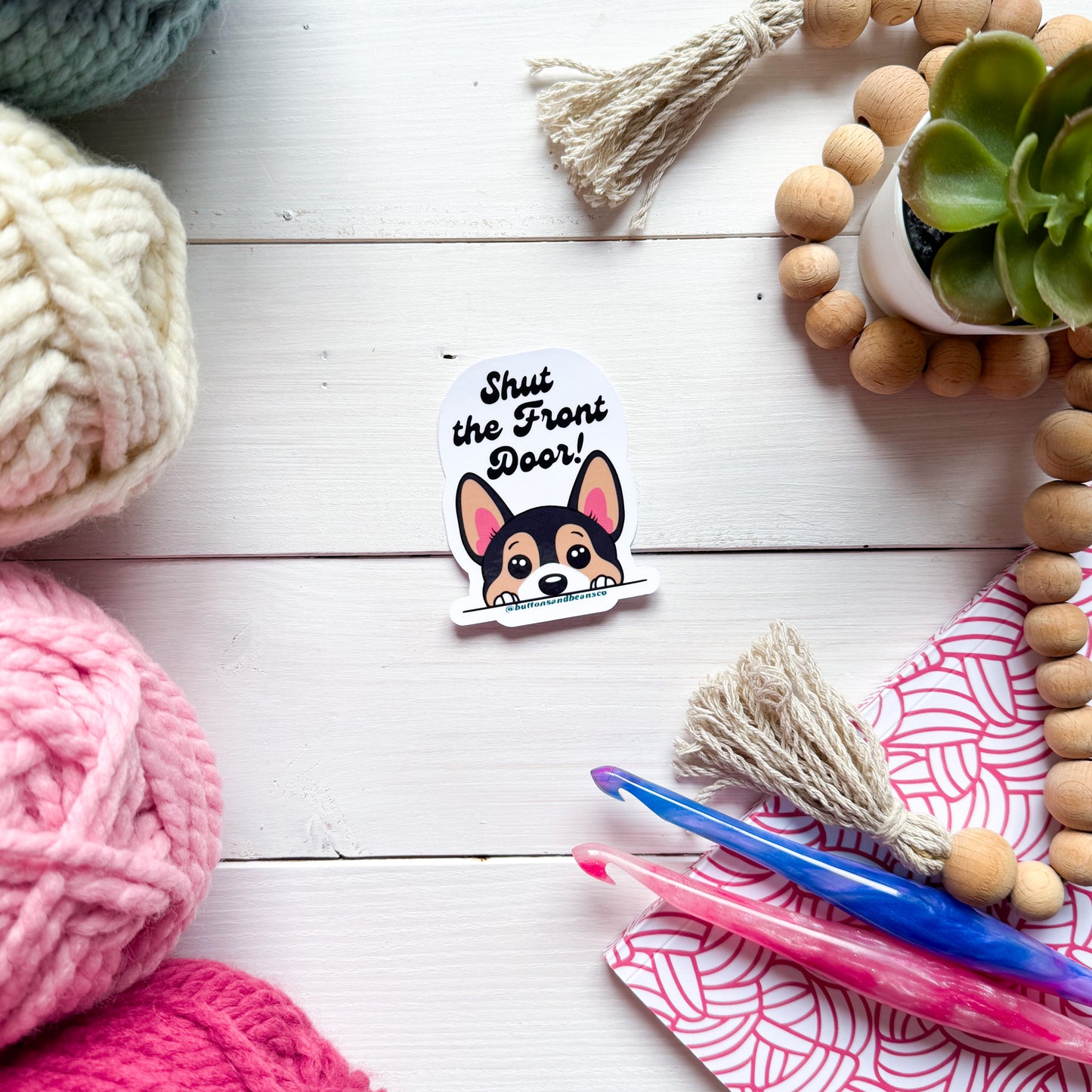 Shut the Front Door! Sassy Pets Premium Vinyl Sticker, Punny animal Lover Gift, Sassy Humour