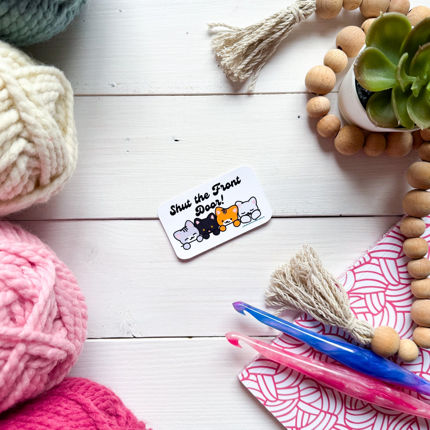 Shut the Front Door! Sassy Pets Premium Vinyl Sticker, Punny animal Lover Gift, Sassy Humour