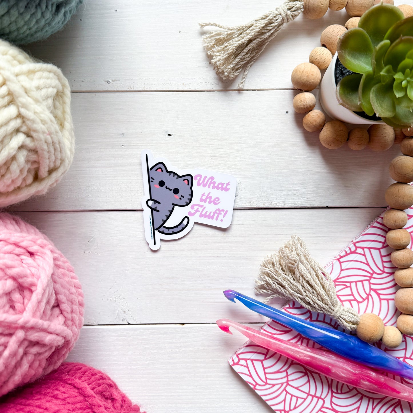 What the Fluff! Sassy Pets Premium Vinyl Sticker, Punny animal Lover Gift, Sassy Humour