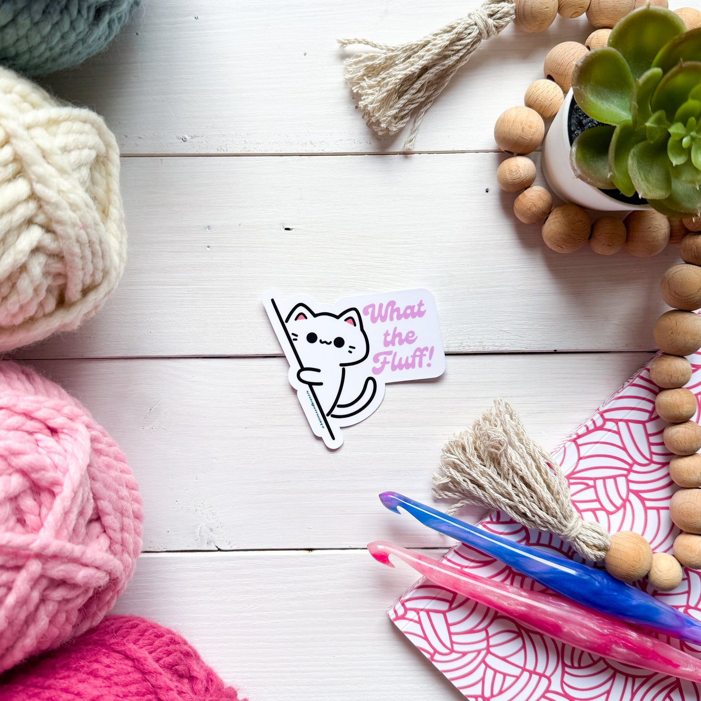 What the Fluff! Sassy Pets Premium Vinyl Sticker, Punny animal Lover Gift, Sassy Humour