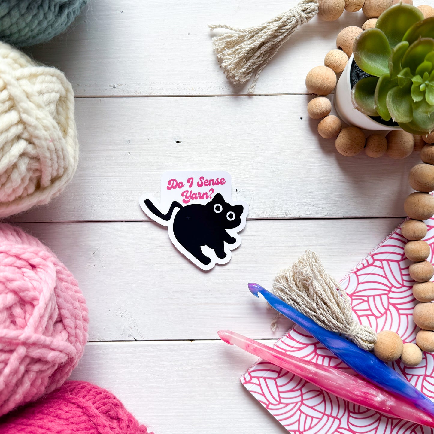 Do I sense Yarn? Sassy Pets Premium Vinyl Sticker, Crochet, Knit Gift, Sassy Humour