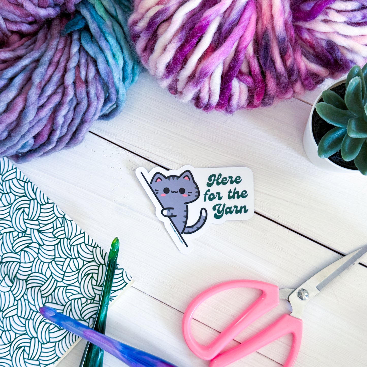 Here for the Yarn? Sassy Pets Premium Vinyl Sticker, Crochet, Knit Gift, Sassy Humour