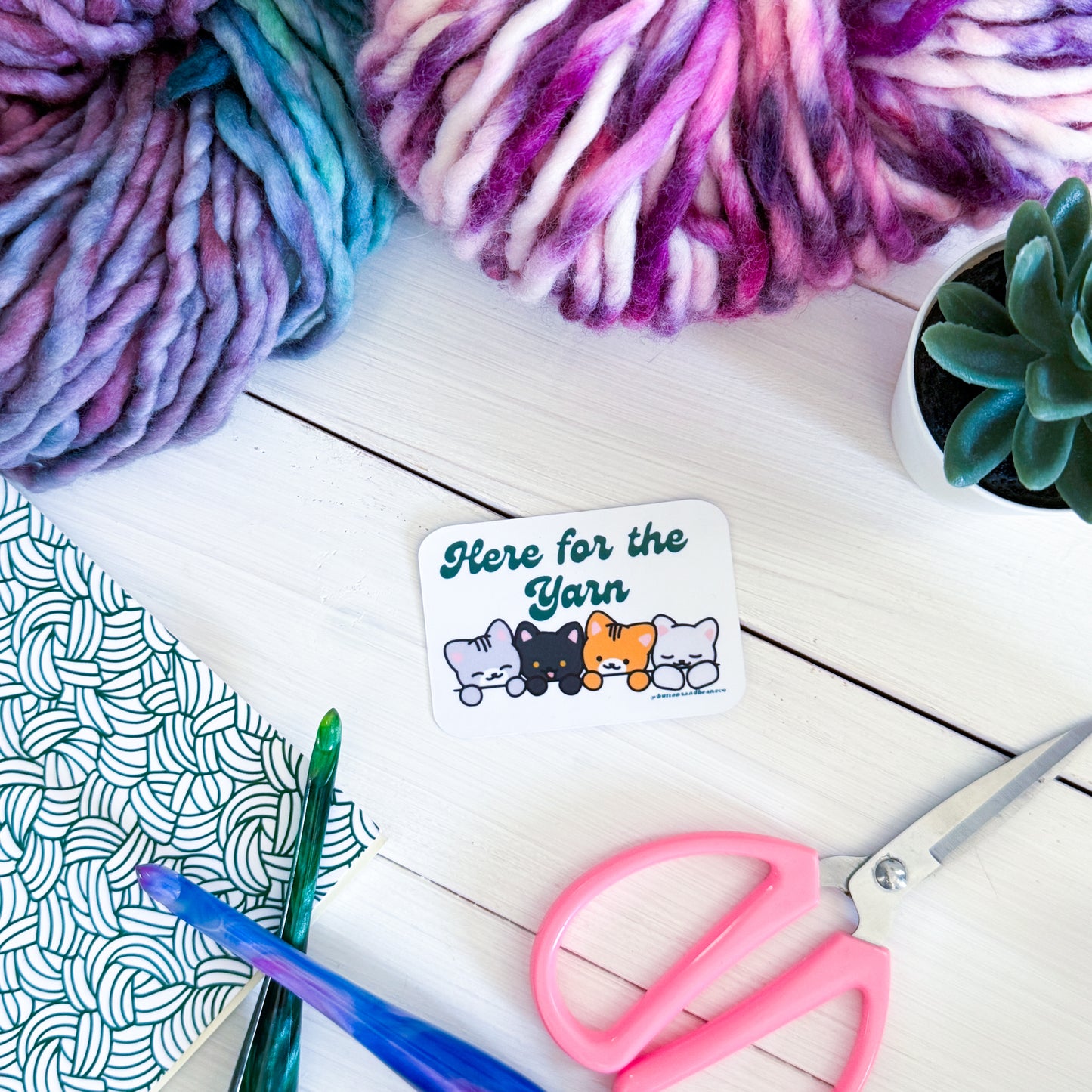 Here for the Yarn? Sassy Pets Premium Vinyl Sticker, Crochet, Knit Gift, Sassy Humour
