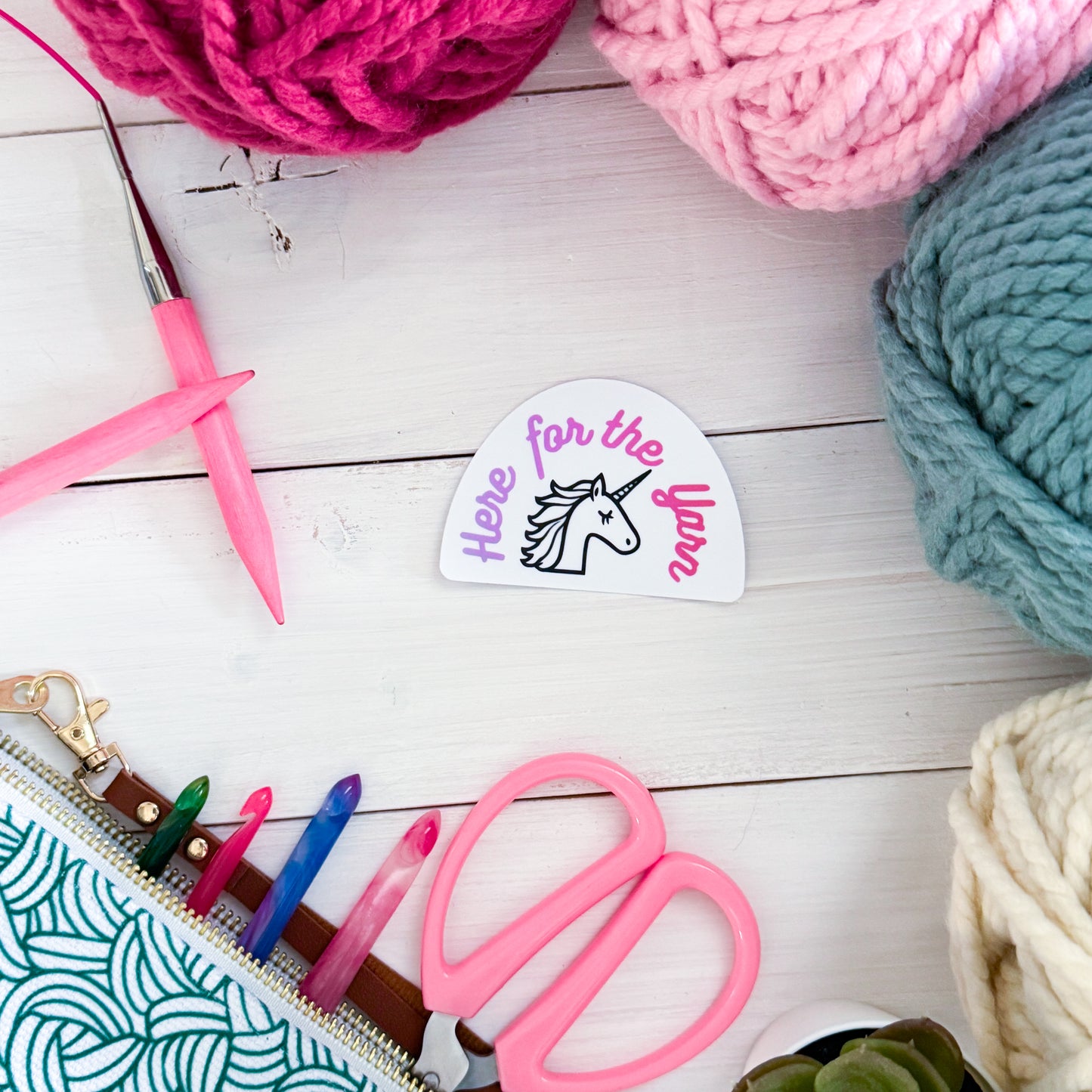 Here for the Yarn? Sassy Pets Premium Vinyl Sticker, Crochet, Knit Gift, Sassy Humour