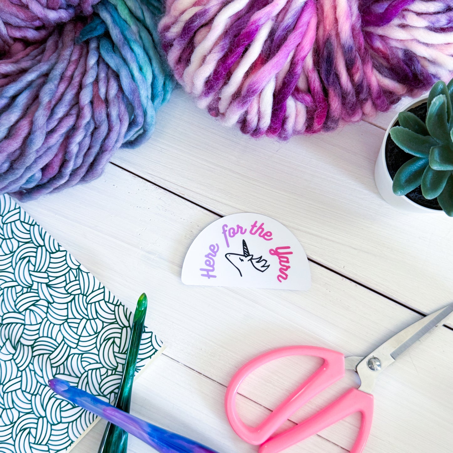 Here for the Yarn? Sassy Pets Premium Vinyl Sticker, Crochet, Knit Gift, Sassy Humour