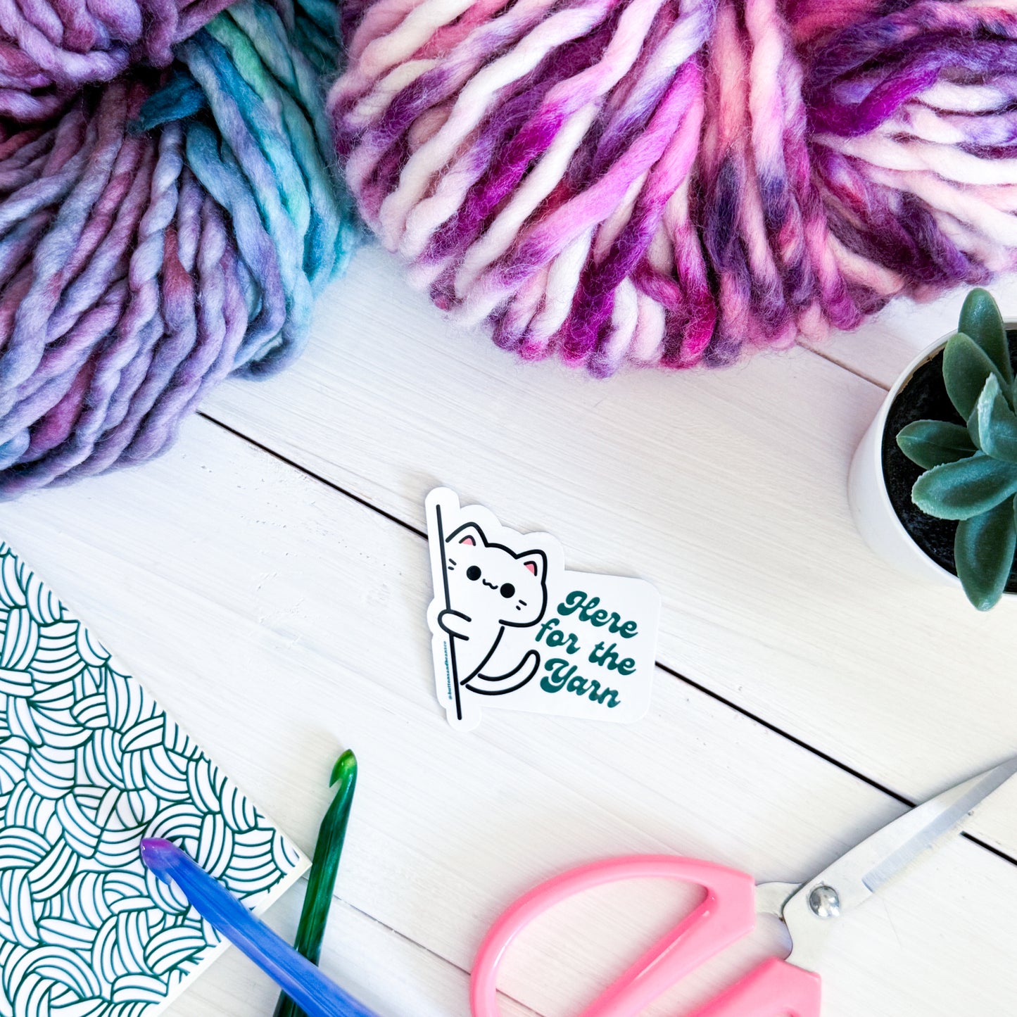Here for the Yarn? Sassy Pets Premium Vinyl Sticker, Crochet, Knit Gift, Sassy Humour