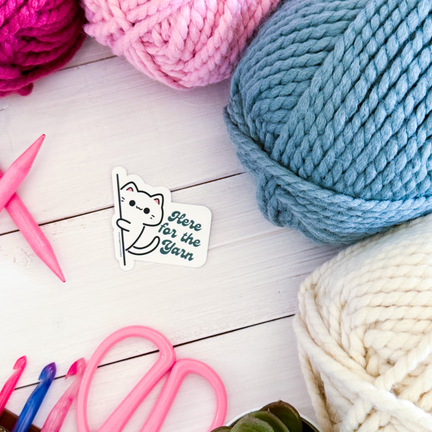 Here for the Yarn? Sassy Pets Premium Vinyl Sticker, Crochet, Knit Gift, Sassy Humour