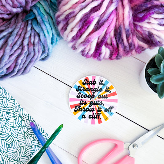 Crochet Stab It! Swirls Premium Vinyl Sticker, Crochet Funny, Crocheting Gift, Sassy Knitter Crocheter Humour