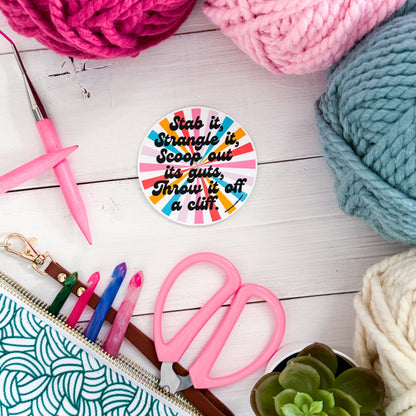Crochet Stab It! Swirls Premium Vinyl Sticker, Crochet Funny, Crocheting Gift, Sassy Knitter Crocheter Humour