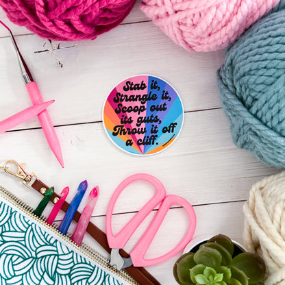 Crochet Stab It! Swirls Premium Vinyl Sticker, Crochet Funny, Crocheting Gift, Sassy Knitter Crocheter Humour