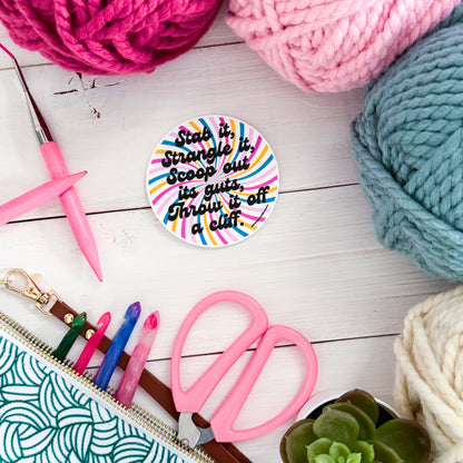 Crochet Stab It! Swirls Premium Vinyl Sticker, Crochet Funny, Crocheting Gift, Sassy Knitter Crocheter Humour