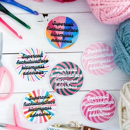 Supercali Swirls Premium Vinyl Sticker, Crochet Funny, Crocheting Gift, Sassy Knitter Crocheter Humour (Copy)
