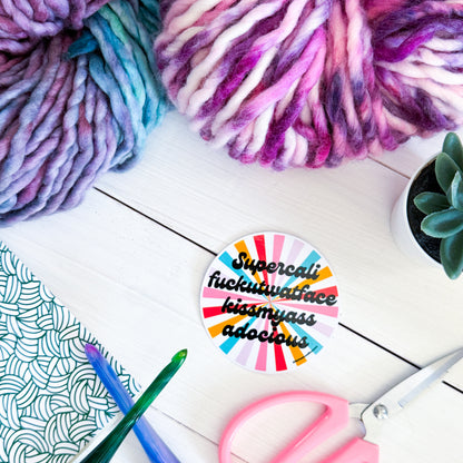 Supercali Swirls Premium Vinyl Sticker, Crochet Funny, Crocheting Gift, Sassy Knitter Crocheter Humour (Copy)