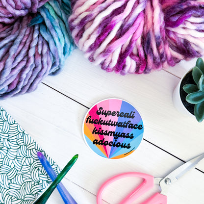 Supercali Swirls Premium Vinyl Sticker, Crochet Funny, Crocheting Gift, Sassy Knitter Crocheter Humour (Copy)