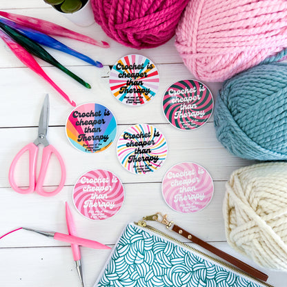 Crochet Therapy Swirls Premium Vinyl Sticker, Crochet Funny, Crocheting Gift, Sassy Knitter Crocheter Humour
