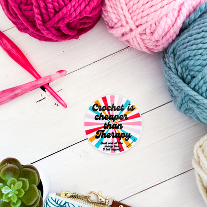 Crochet Therapy Swirls Premium Vinyl Sticker, Crochet Funny, Crocheting Gift, Sassy Knitter Crocheter Humour