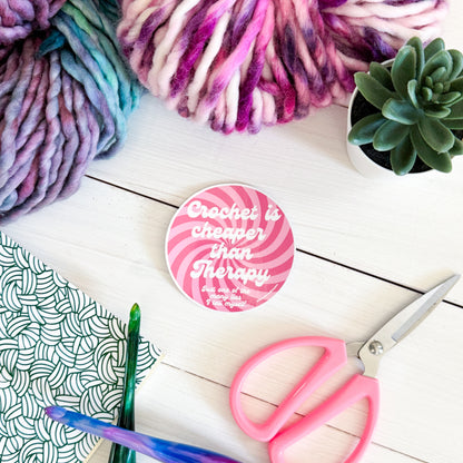 Crochet Therapy Swirls Premium Vinyl Sticker, Crochet Funny, Crocheting Gift, Sassy Knitter Crocheter Humour