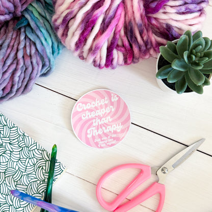 Crochet Therapy Swirls Premium Vinyl Sticker, Crochet Funny, Crocheting Gift, Sassy Knitter Crocheter Humour