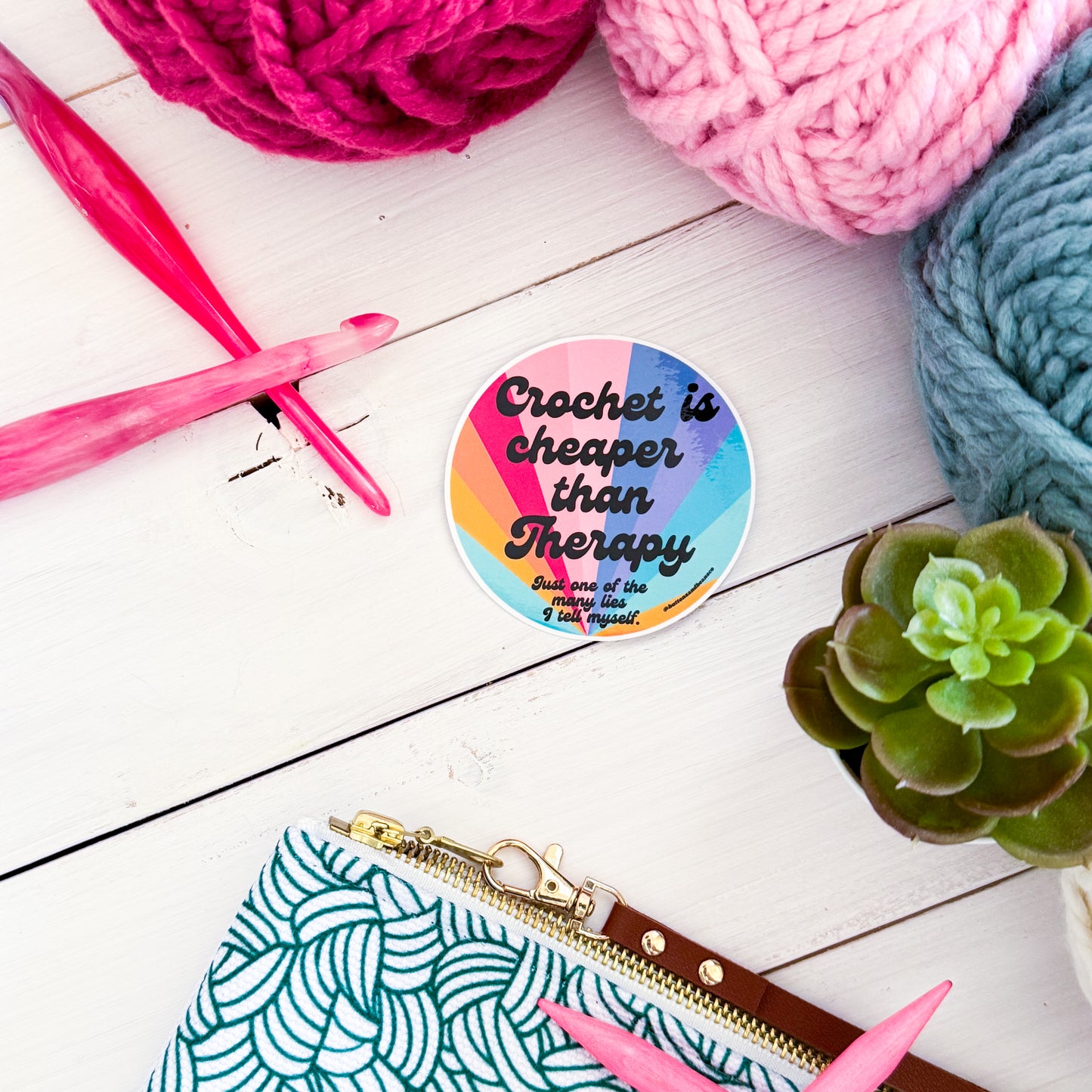 Crochet Therapy Swirls Premium Vinyl Sticker, Crochet Funny, Crocheting Gift, Sassy Knitter Crocheter Humour