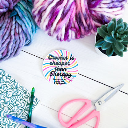Crochet Therapy Swirls Premium Vinyl Sticker, Crochet Funny, Crocheting Gift, Sassy Knitter Crocheter Humour