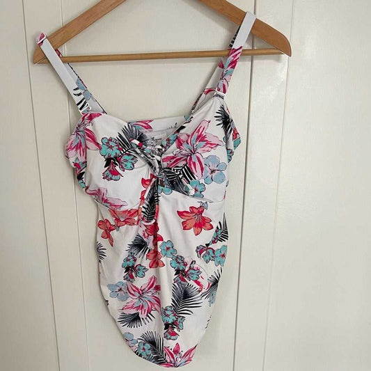 Thyme Maternity Like NEW Reversible Swim Tankini Top | Coral Pink and Floral Women > Swim > Bikinis 20 $ Buttons & Beans Co.