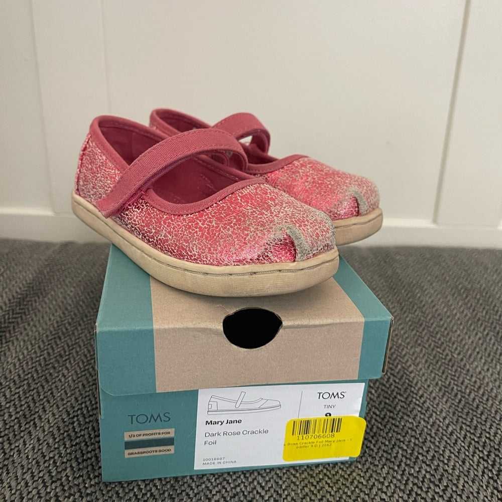 Tiny Toms Size 9T, Mary Jane Pink Velcro Kids Sneakers, Runners, Shoes, Sparkle Kids > Shoes > Sneakers 20 $ Buttons & Beans Co.