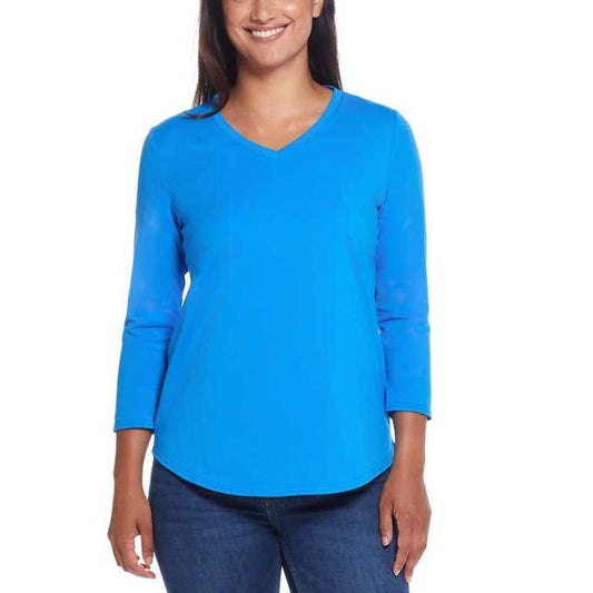 Weatherproof Vintage Women's 3/4 Sleeve V Neck T-shirt | Cobalt Blue Top Women > Tops > Tees - Long Sleeve 10 $ Buttons & Beans Co.