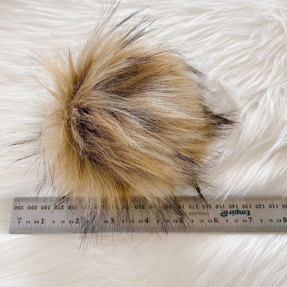 Wildcat Luxury Faux Fur Pompom | Brown, Natural Tie, Button or Snap Pom pom Pom Poms 7 $ Buttons & Beans Co.