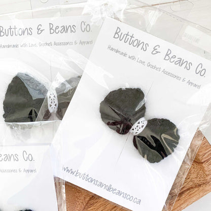 Willow | Black Crochet Bow | Headband or Hair Clip Headband/Clips 10 $ Buttons & Beans Co.