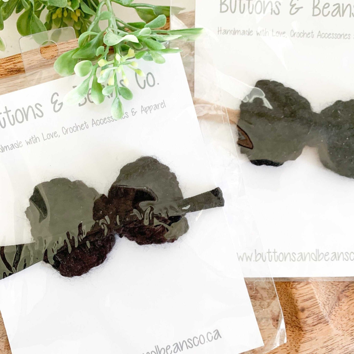 Willow | Black Crochet Bow | Headband or Hair Clip Headband/Clips 10 $ Buttons & Beans Co.