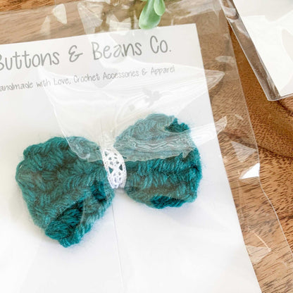 Willow | Teal Crochet Bow | Headband, Clip, Barrette Headbands/Ear Warmers 9 $ Buttons & Beans Co.