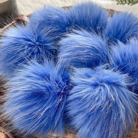 Winterfell Blue | Luxury Faux fur Pom Pom | Ties, Buttons or Snap Pompom Pom Poms 7 $ Buttons & Beans Co.