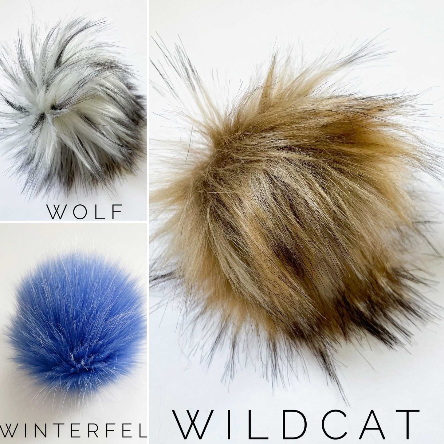 Winterfell Blue | Luxury Faux fur Pom Pom | Ties, Buttons or Snap Pompom Pom Poms 7 $ Buttons & Beans Co.