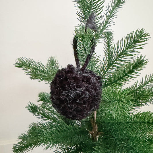 Woolly Pom Pom Christmas Ornament | Black