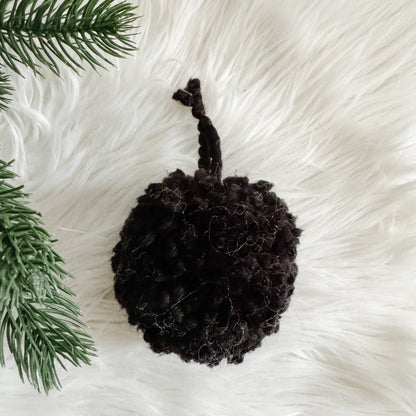 Woolly Pom Pom Christmas Ornament | Black