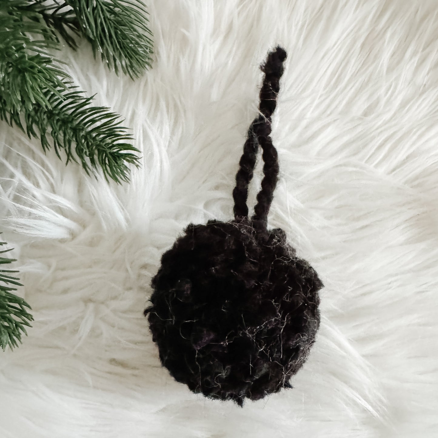 Woolly Pom Pom Christmas Ornament | Black