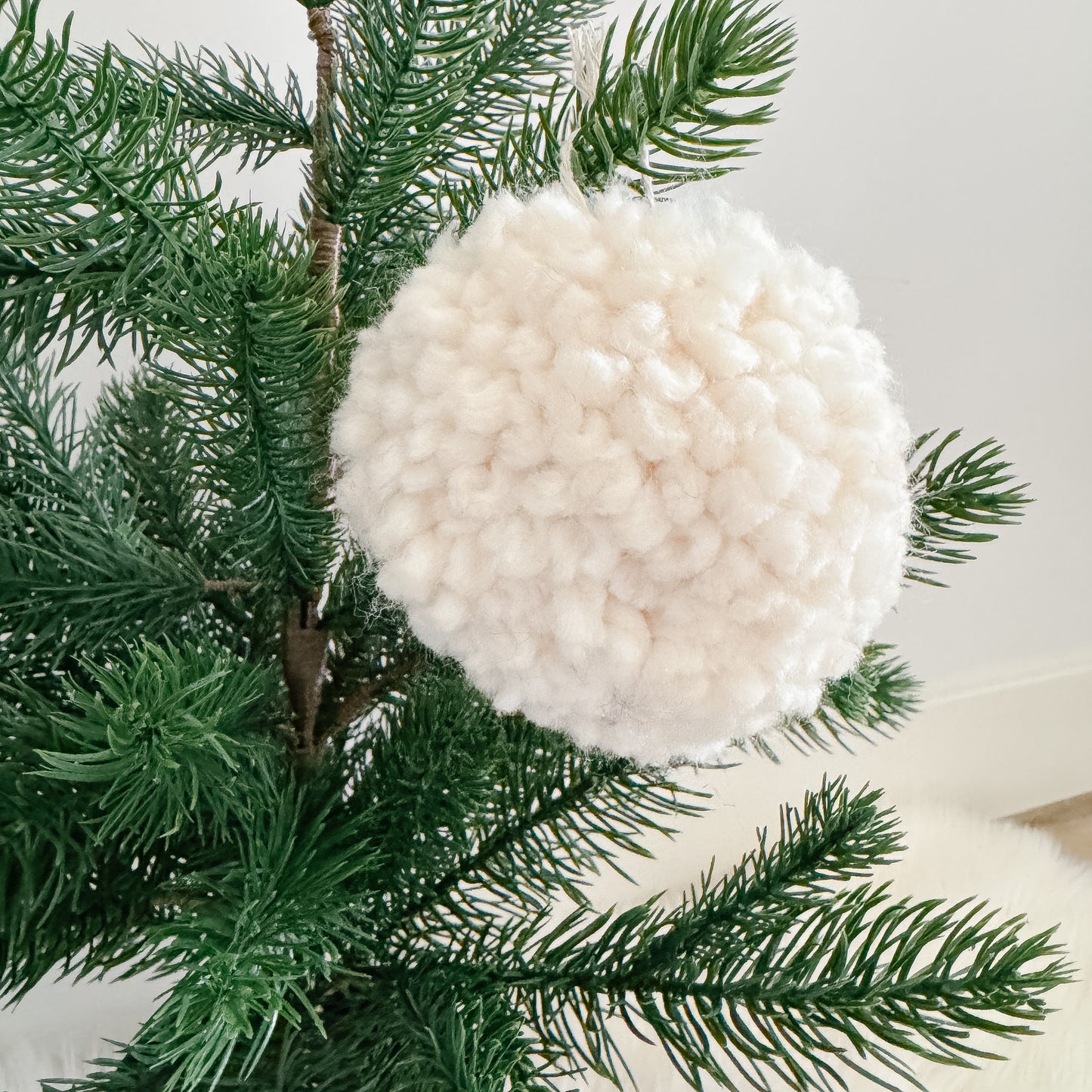 Woolly Pom Pom Christmas Ornament | Ivory