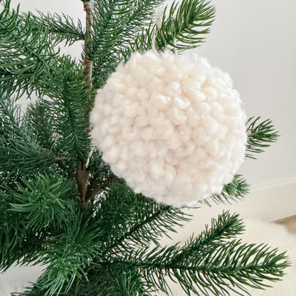 Woolly Pom Pom Christmas Ornament | Ivory