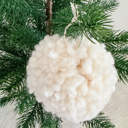 Woolly Pom Pom Christmas Ornament | Ivory