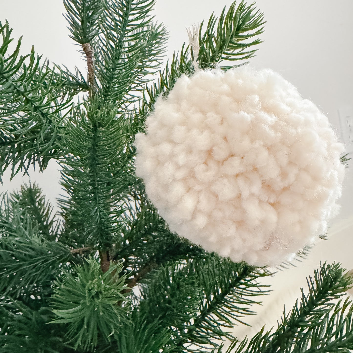 Woolly Pom Pom Christmas Ornament | Ivory