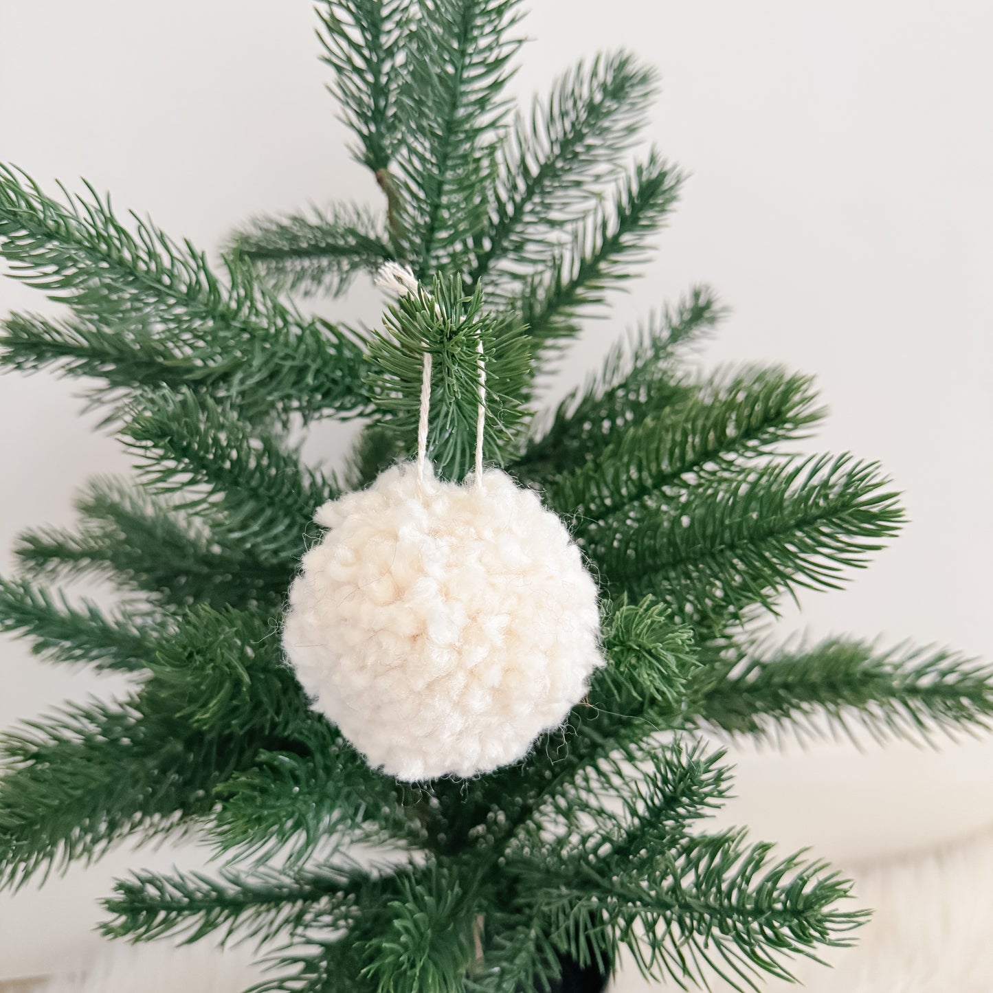 Woolly Pom Pom Christmas Ornament | Ivory
